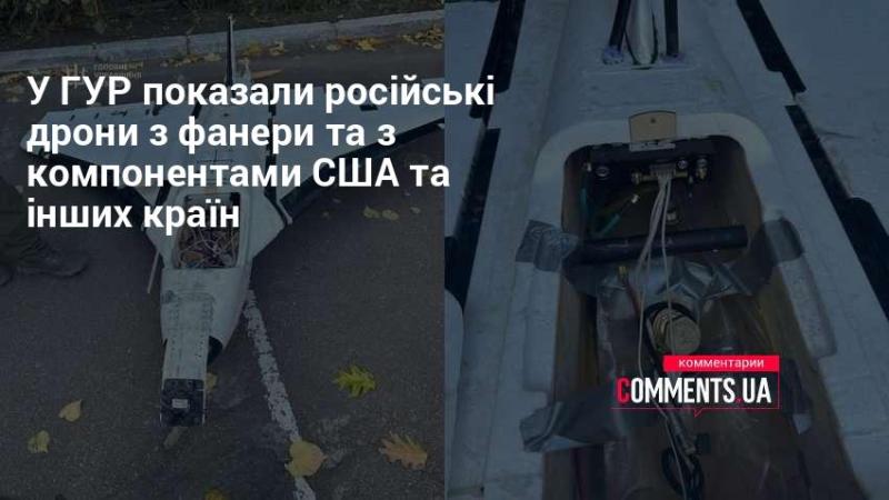 В ГУР продемонстрували російські безпілотники, виготовлені з фанери та оснащені елементами виробництва США та інших країн.